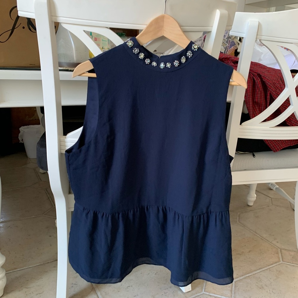 J Crew Embellished Peplum Blouse